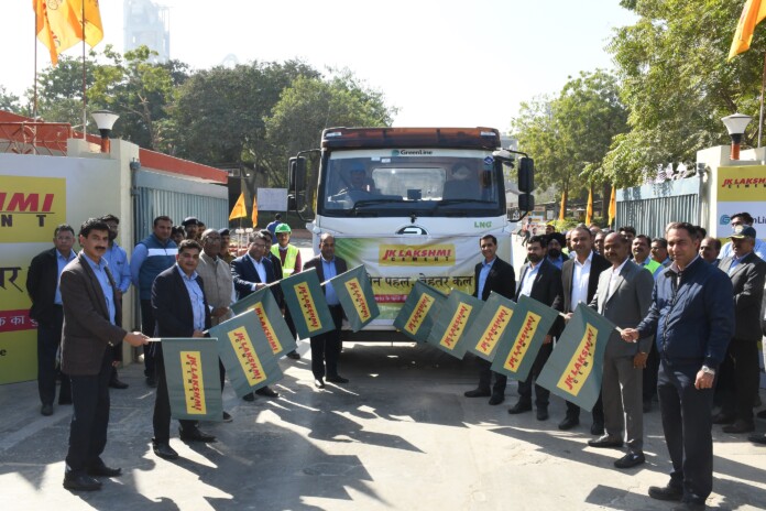 JK LAKSHMI CEMENT FLAGGED OFF BLUE ENERGY MOTORS LNG TRUCKS AT A CEREMONY CONDUCTED AT THEIR PLANT IN JK PURAM, SIROHI